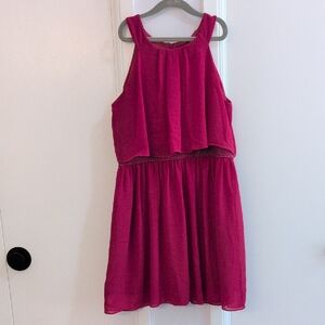 by & by Vibrant Pink Layered Kids Dress